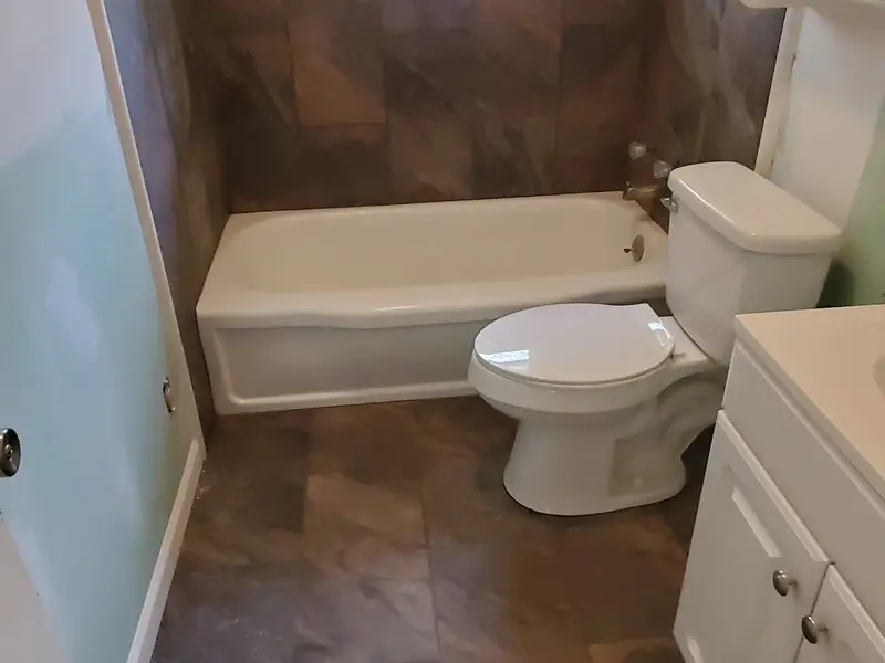 Bathroom remodel with new tub and toilet