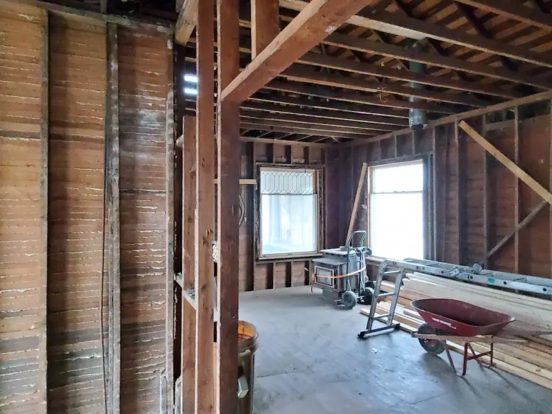 Whole-room remodel down to the framing